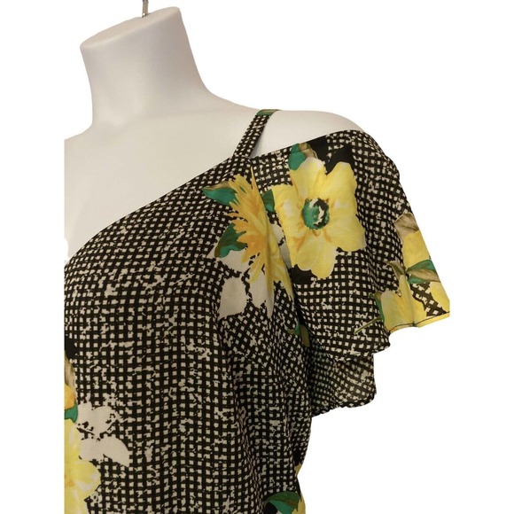 INC 20W Gingham Floral Lettuce Hem Casual Cocktail Party Summer Sun Cruise Dress - Picture 12 of 17